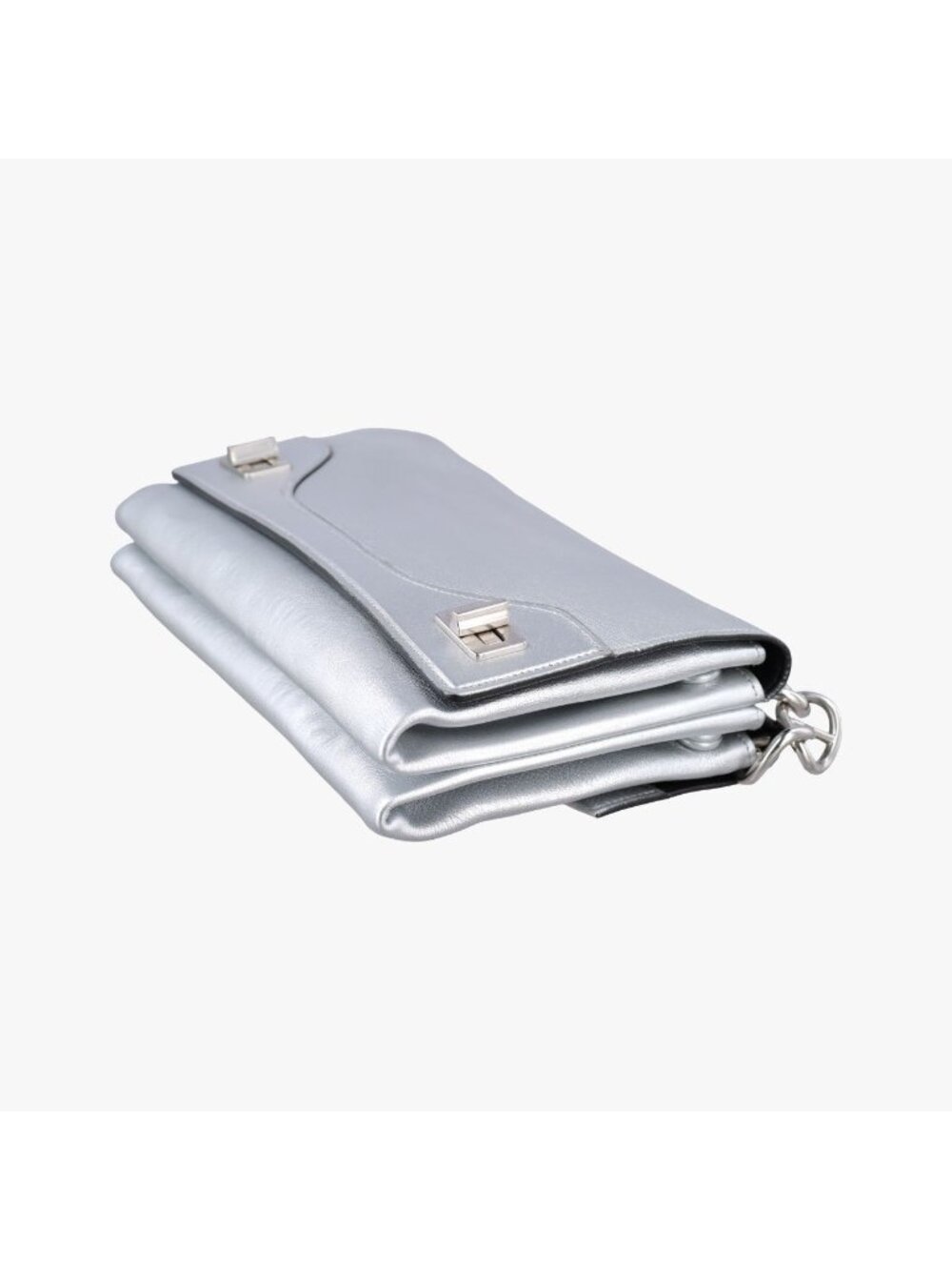 Prada Half Flap Double Silver Leather Bag 25 - Picture 6 of 16